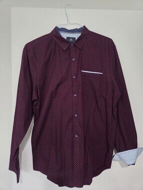Craft Flow Men's Burgundy Dot-Pattern Button-Up Shirt Sz XL